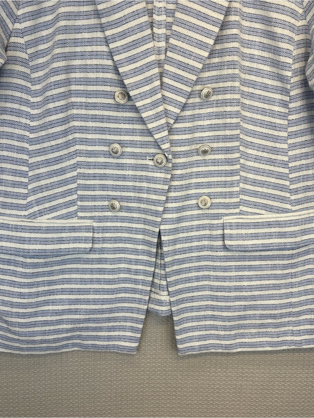 J Jill Plus Size L Spectator Blazer Blue White Striped Jacket Coastal Nautical - Picture 5 of 11
